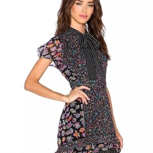 Diane von Furstenberg Dress Silk Chiffon Vintage Gypsy Floral Multi sz 0